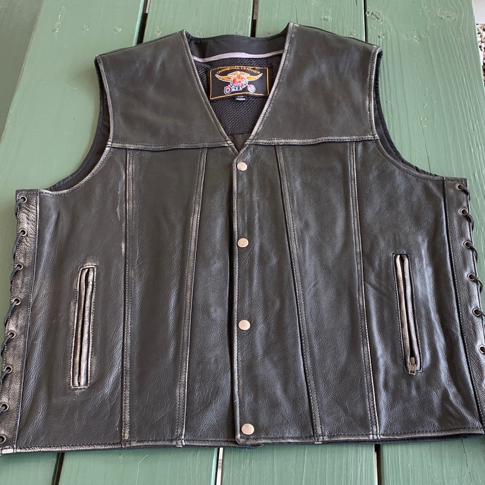 Men's Black Leather Vest